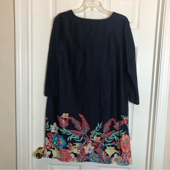 Talbots Pullover V-Neck 3/4 Sleeve Linen Dress Size L - Picture 9 of 9